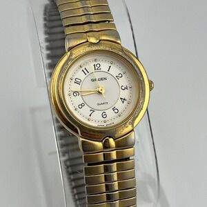Vintage Gruen Watch Women 25mm‎ Gold Tone Stretch Band- New Battery